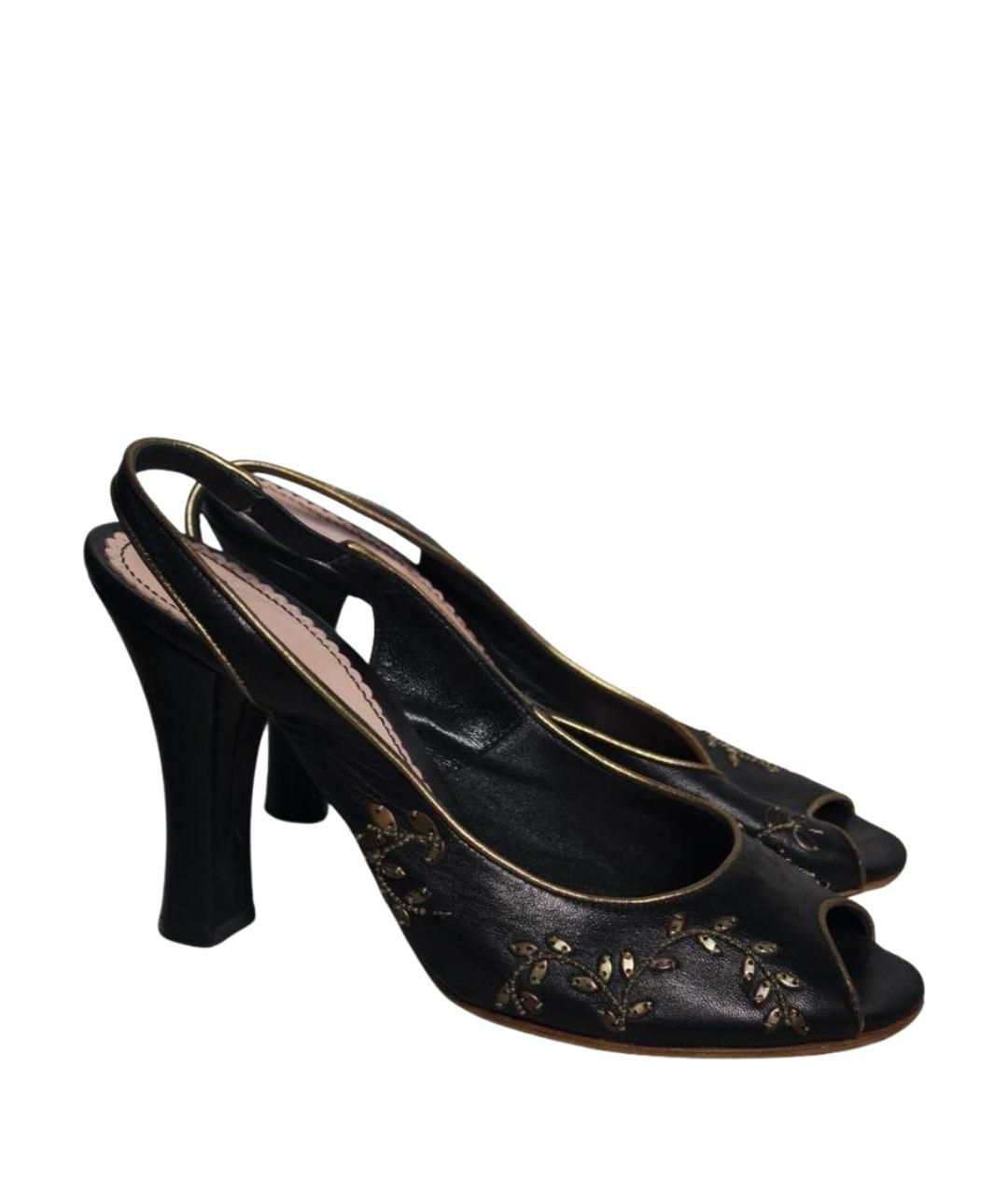 JOHN GALLIANO Черные кожаные босоножки, фото 1