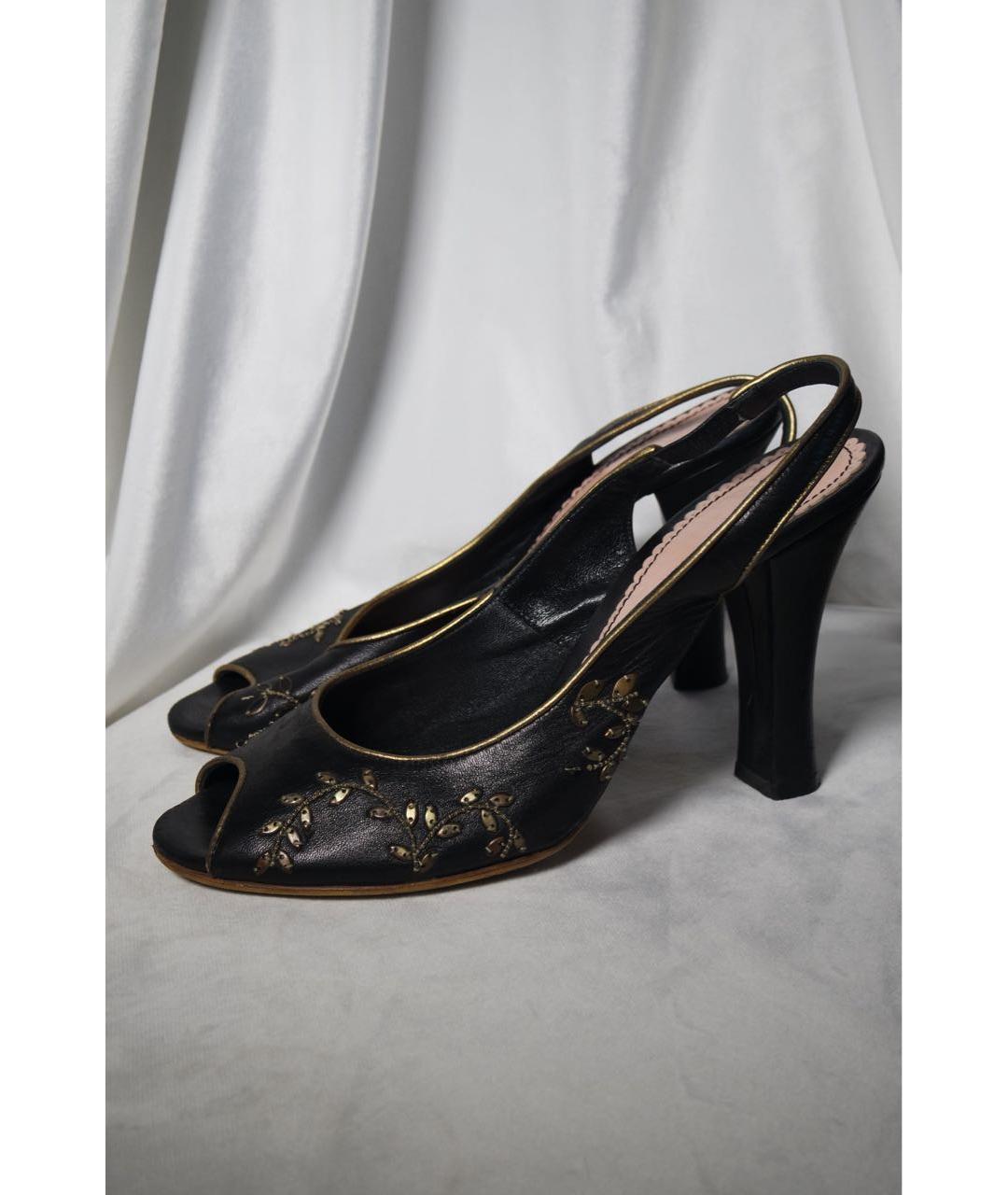 JOHN GALLIANO Черные кожаные босоножки, фото 9