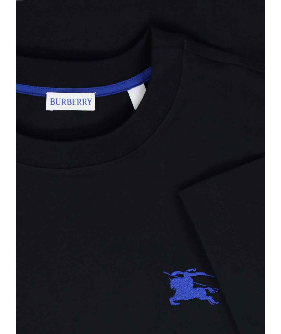 BURBERRY Черная хлопковая футболка, фото 3