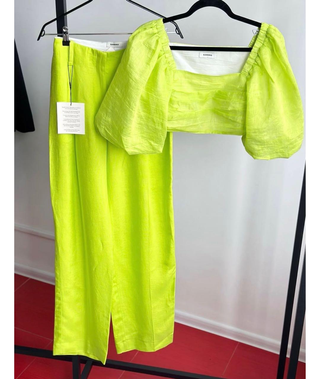 SANDRO Салатовый льняной костюм с брюками, фото 2