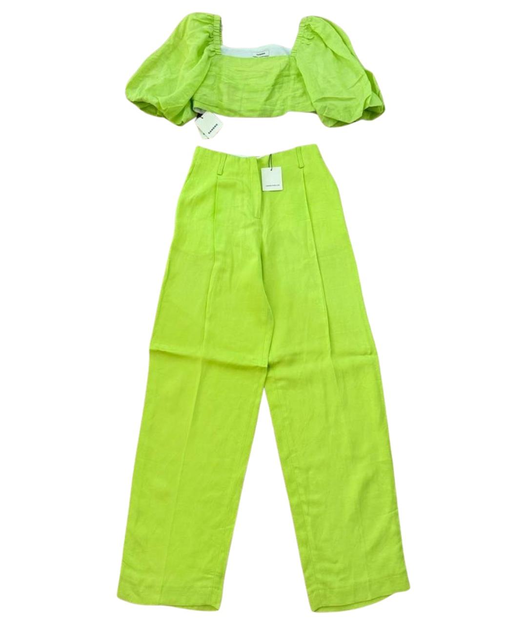 SANDRO Салатовый льняной костюм с брюками, фото 1