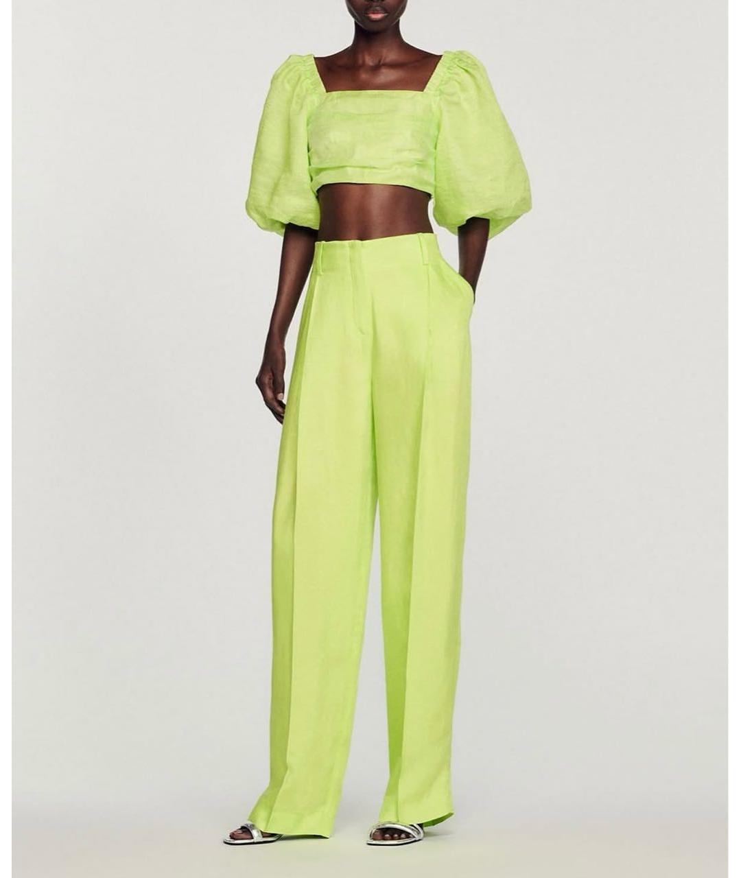SANDRO Салатовый льняной костюм с брюками, фото 7