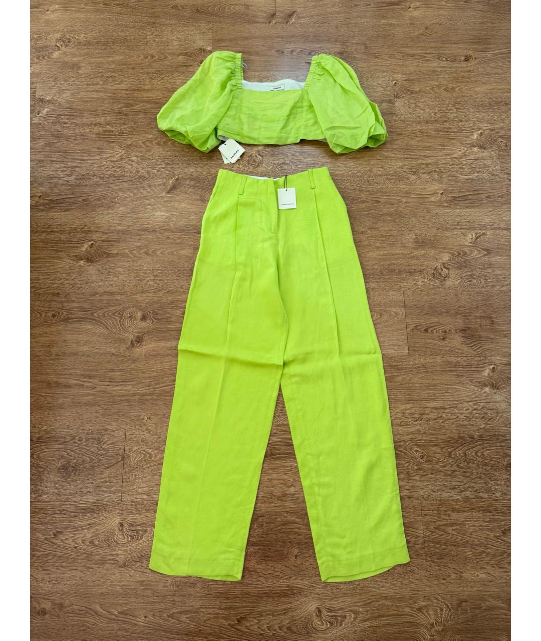 SANDRO Салатовый льняной костюм с брюками, фото 6