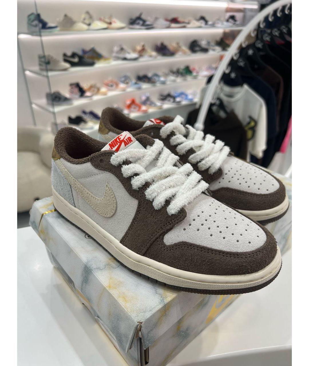 JORDAN Бежевые текстильные низкие кроссовки / кеды, фото 3