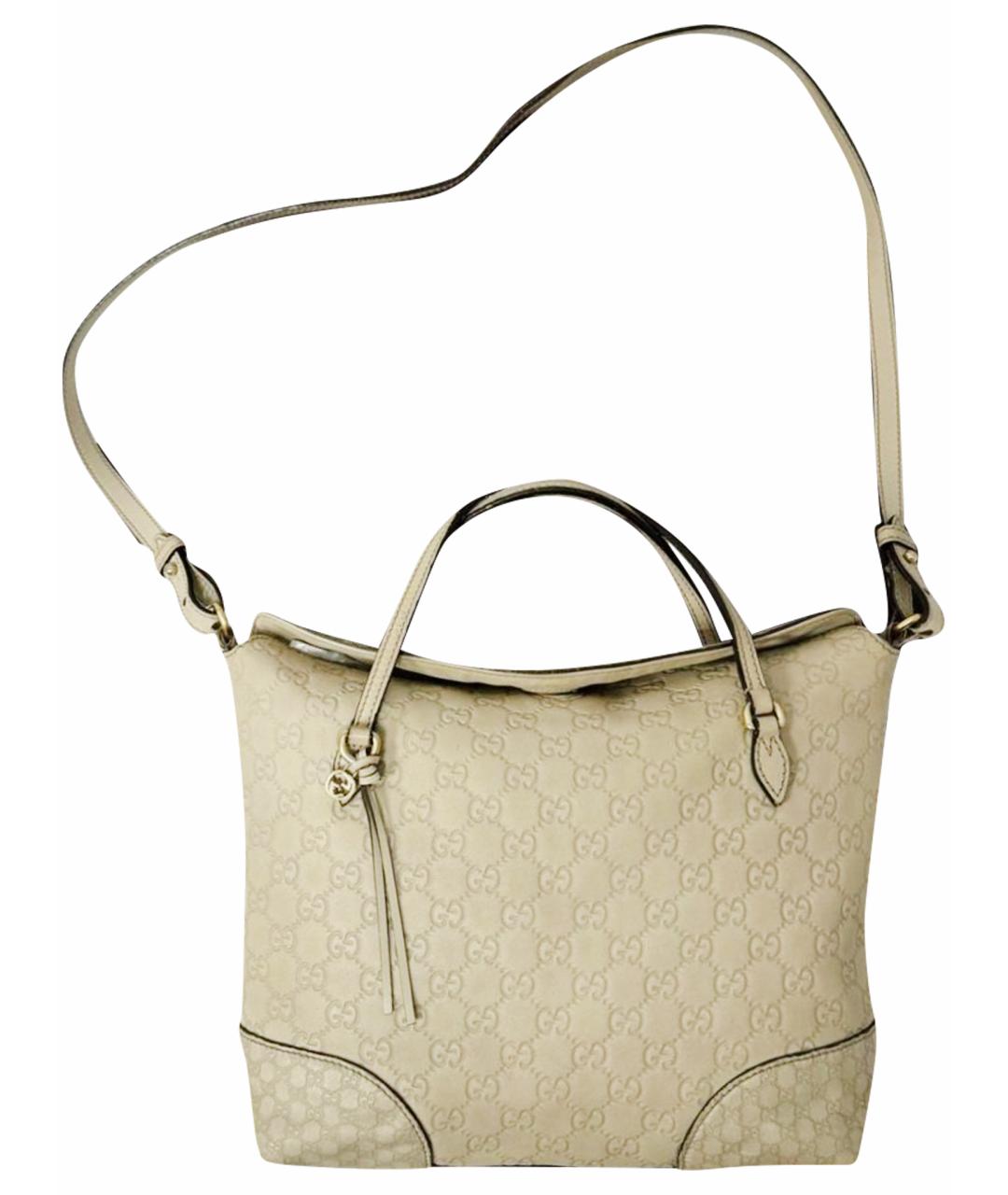 GUCCI Бежевая кожаная сумка тоут, фото 1