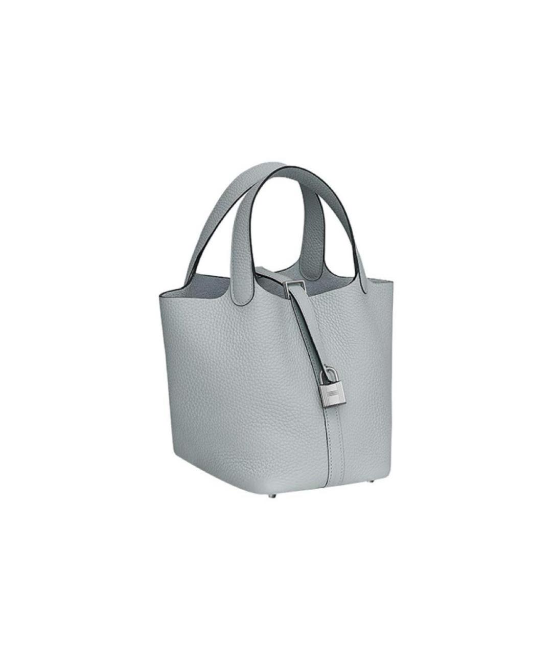 HERMES Голубая кожаная сумка с короткими ручками, фото 2