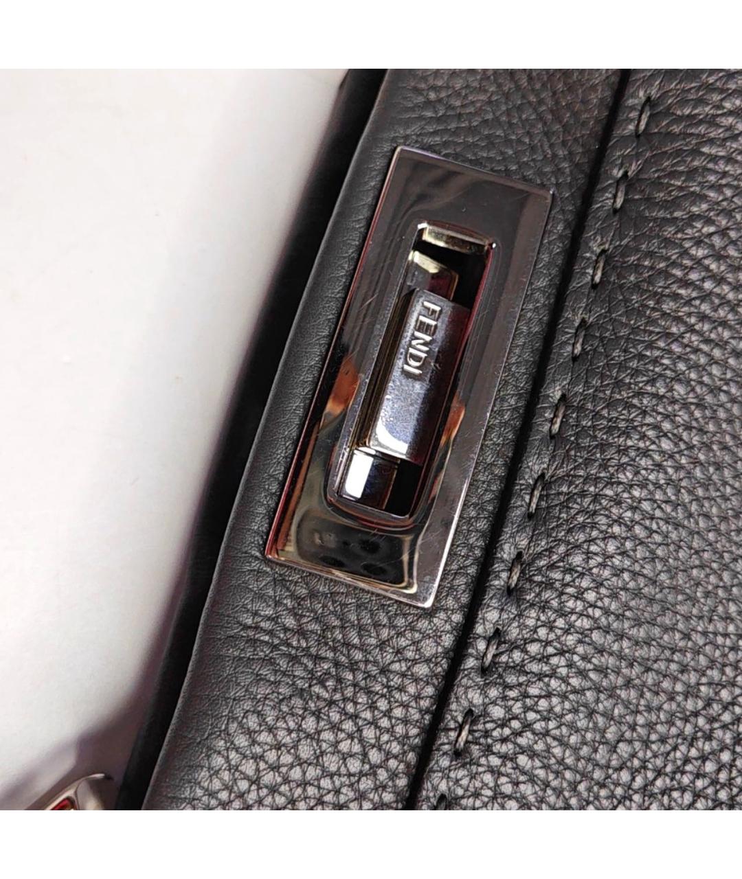 FENDI Серая кожаная сумка с короткими ручками, фото 7