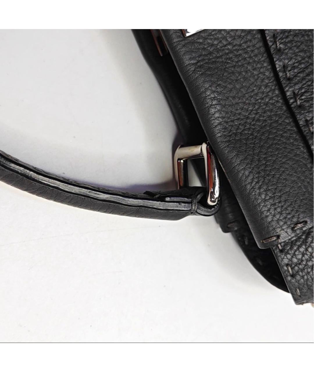 FENDI Серая кожаная сумка с короткими ручками, фото 8