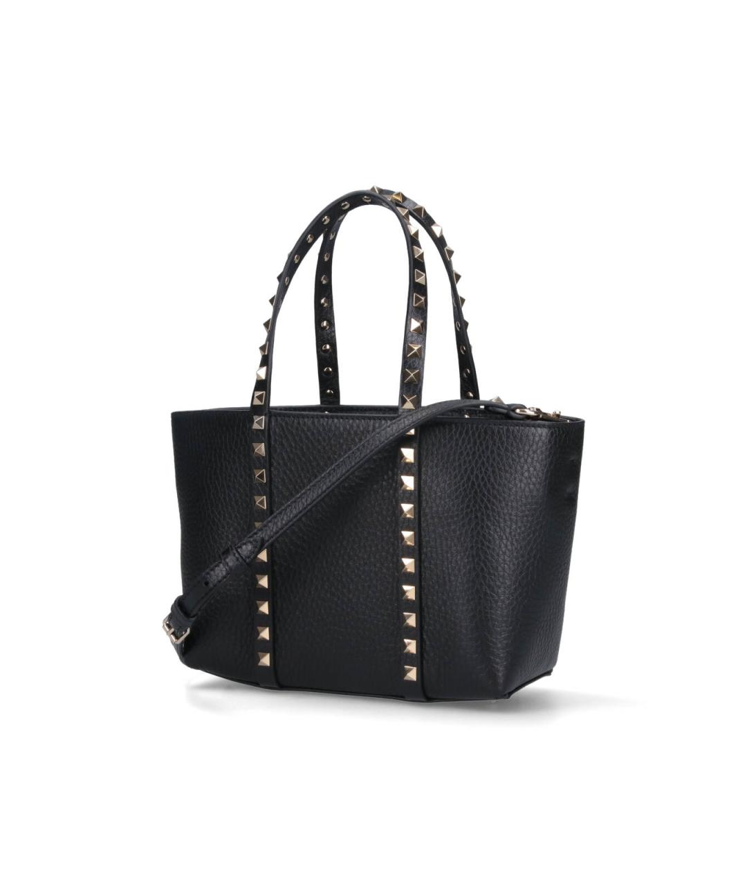 VALENTINO Черная кожаная сумка тоут, фото 2