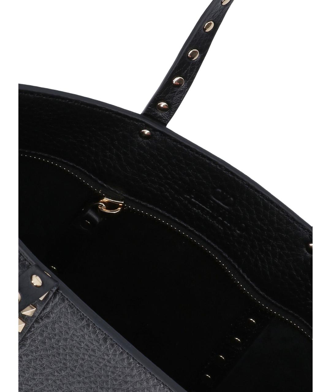 VALENTINO Черная кожаная сумка тоут, фото 4