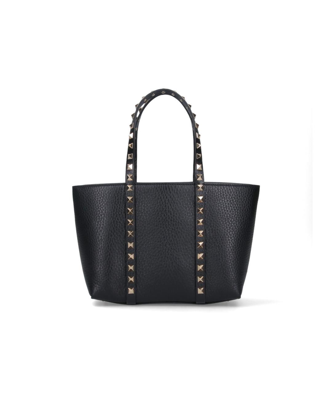 VALENTINO Черная кожаная сумка тоут, фото 3