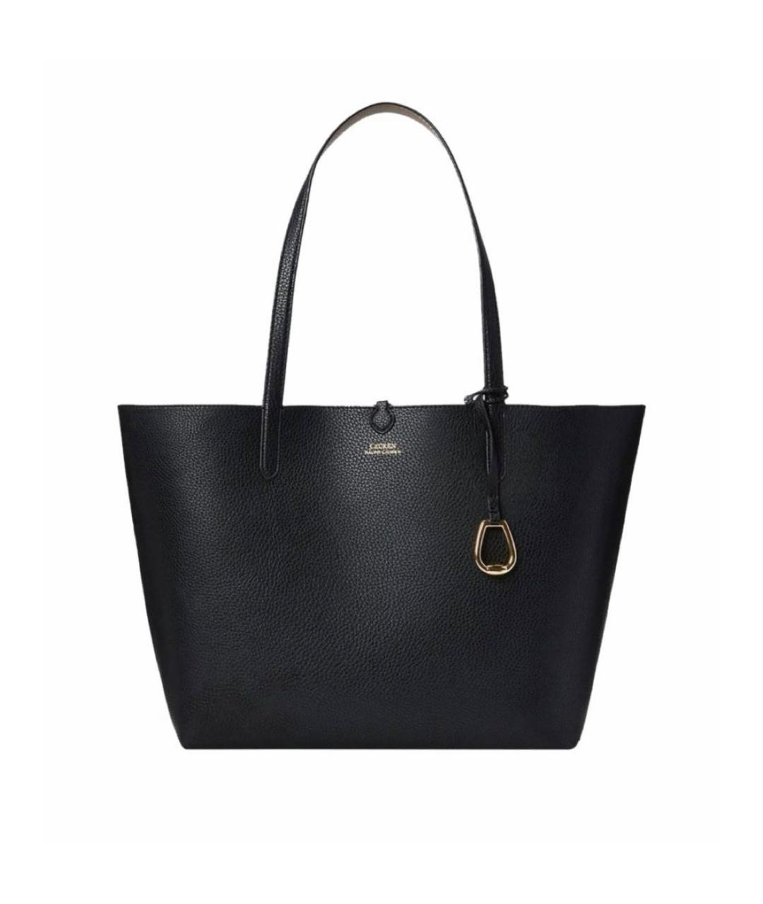 RALPH LAUREN Черная кожаная сумка тоут, фото 8