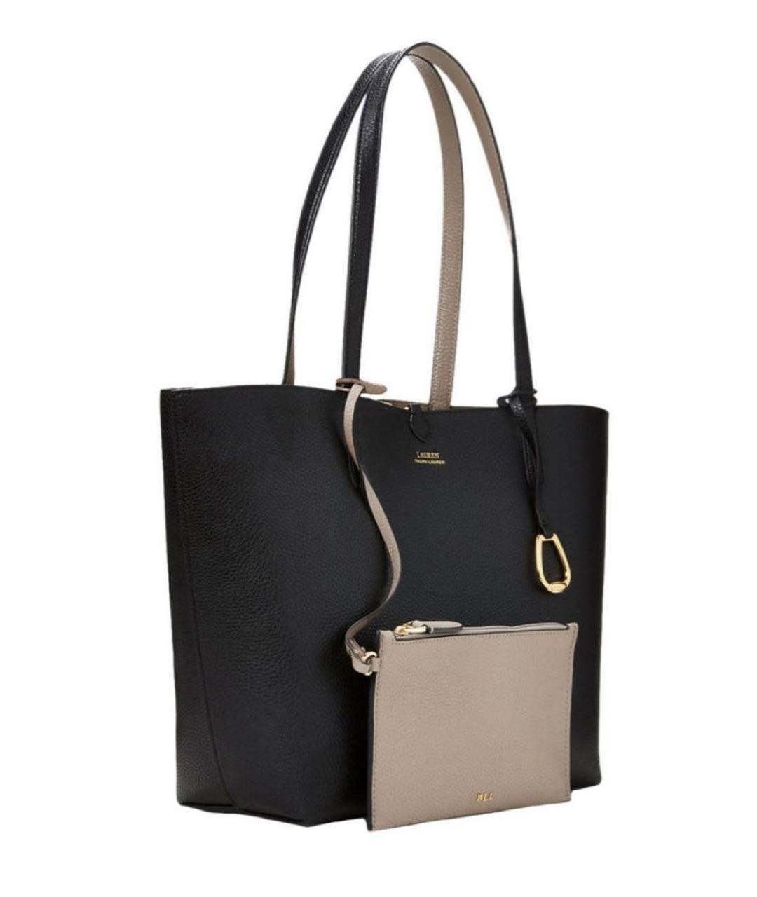 RALPH LAUREN Черная кожаная сумка тоут, фото 5