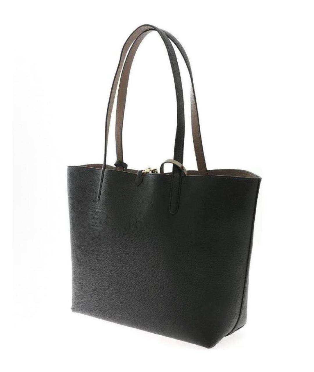 RALPH LAUREN Черная кожаная сумка тоут, фото 3