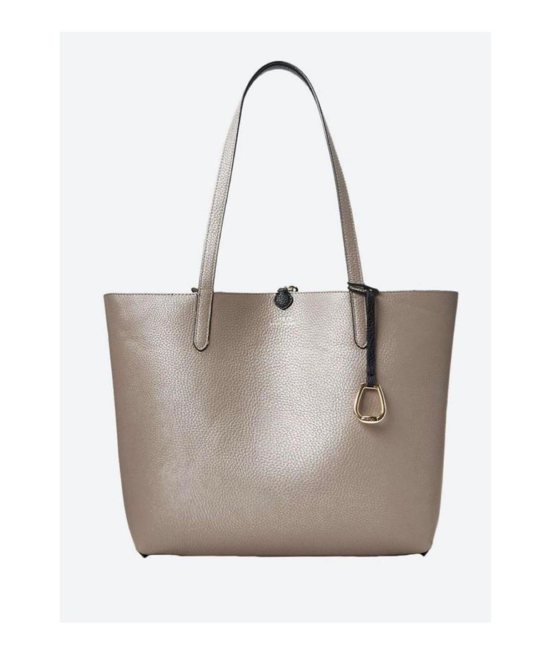 RALPH LAUREN Черная кожаная сумка тоут, фото 6