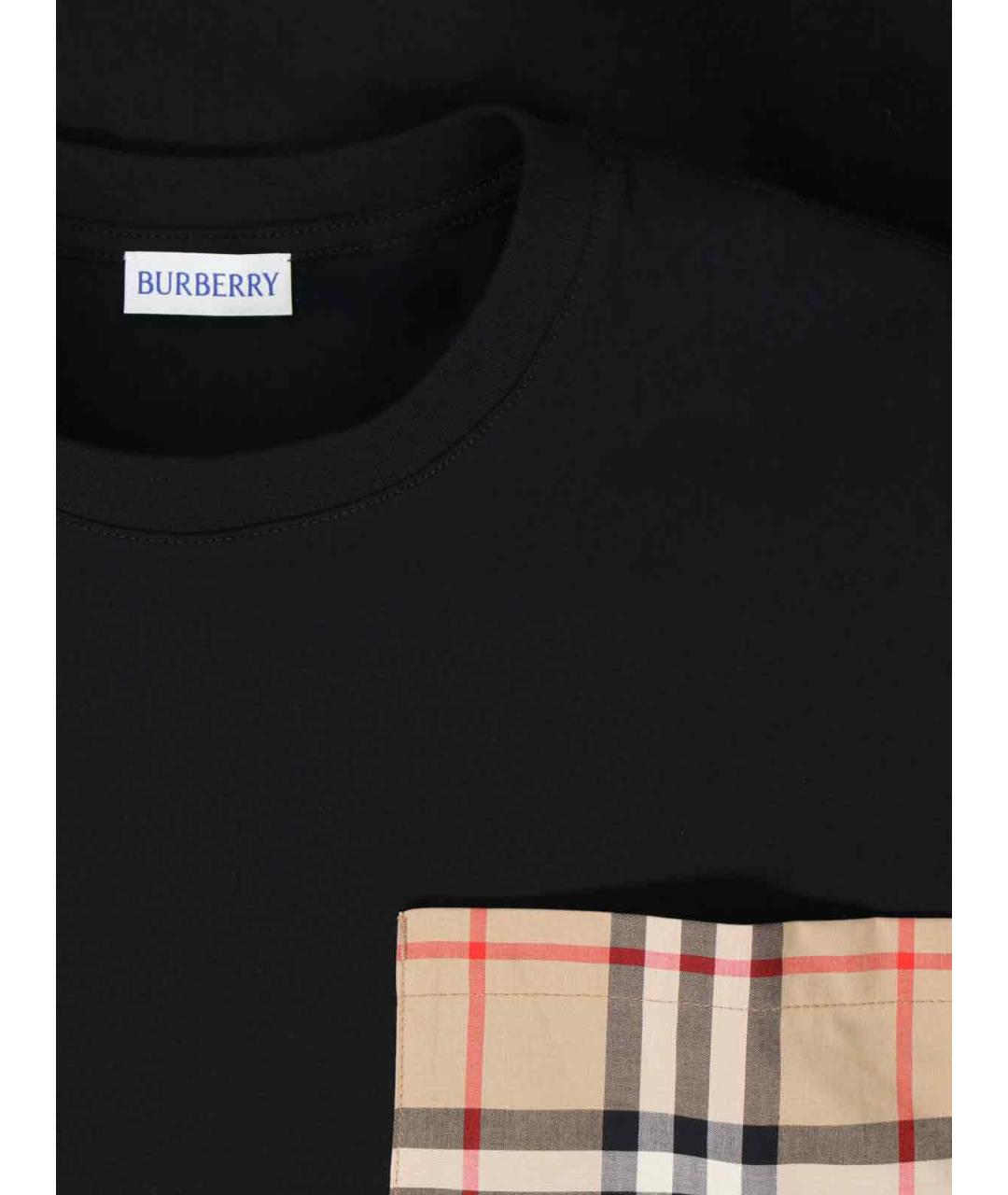 BURBERRY Черная хлопковая футболка, фото 3