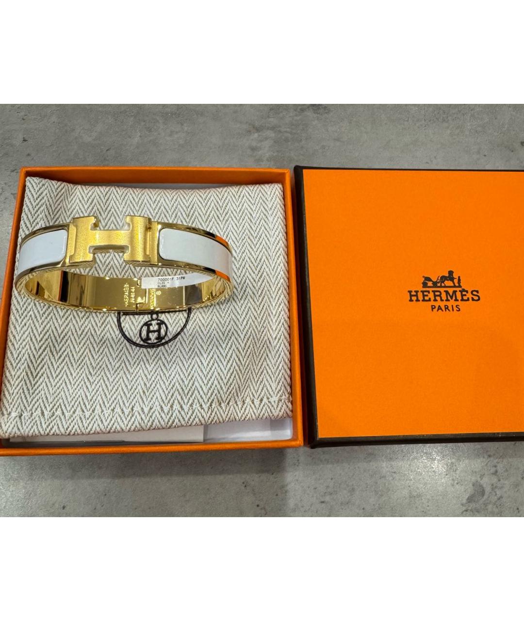 HERMES Белый металлический браслет, фото 3