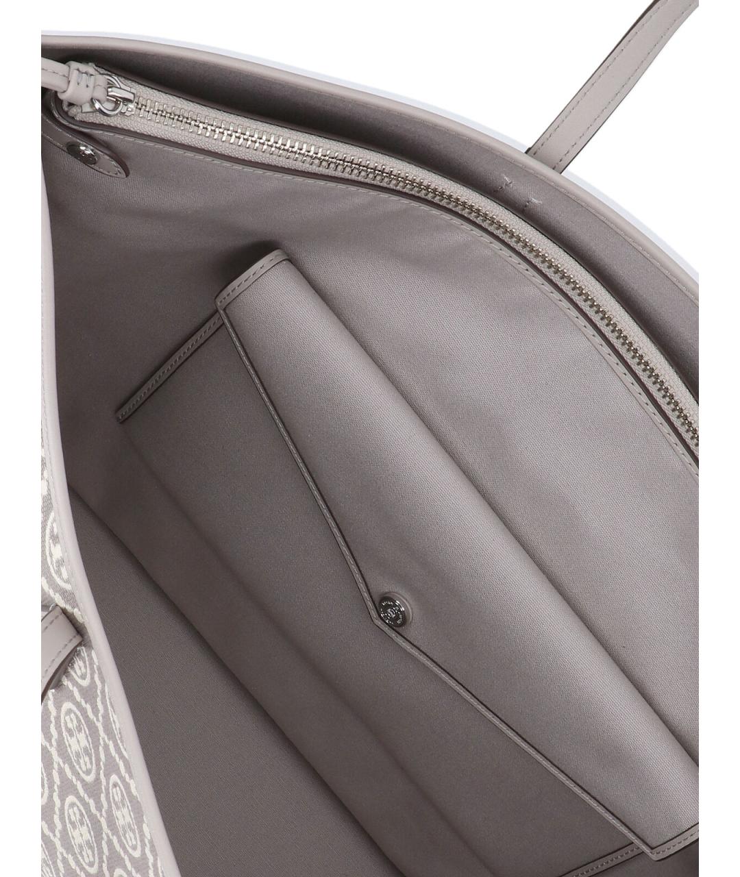 TORY BURCH Серая синтетическая сумка тоут, фото 4