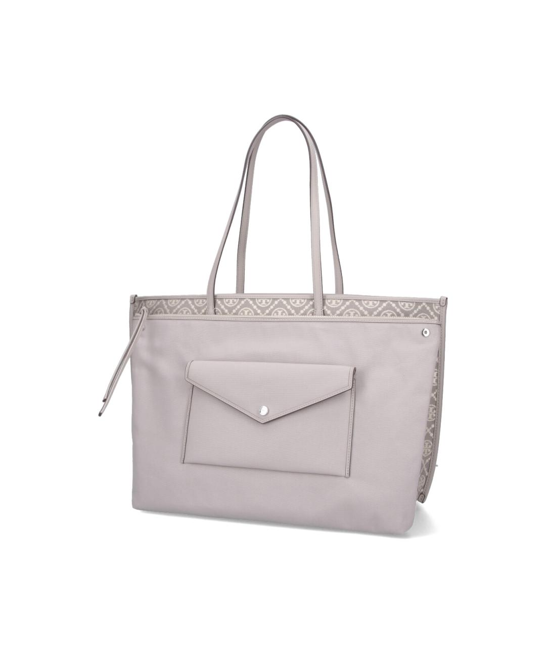 TORY BURCH Серая синтетическая сумка тоут, фото 2