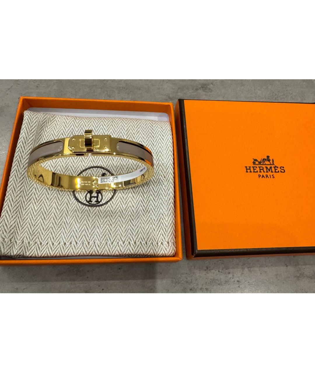 HERMES Бежевый металлический браслет, фото 3