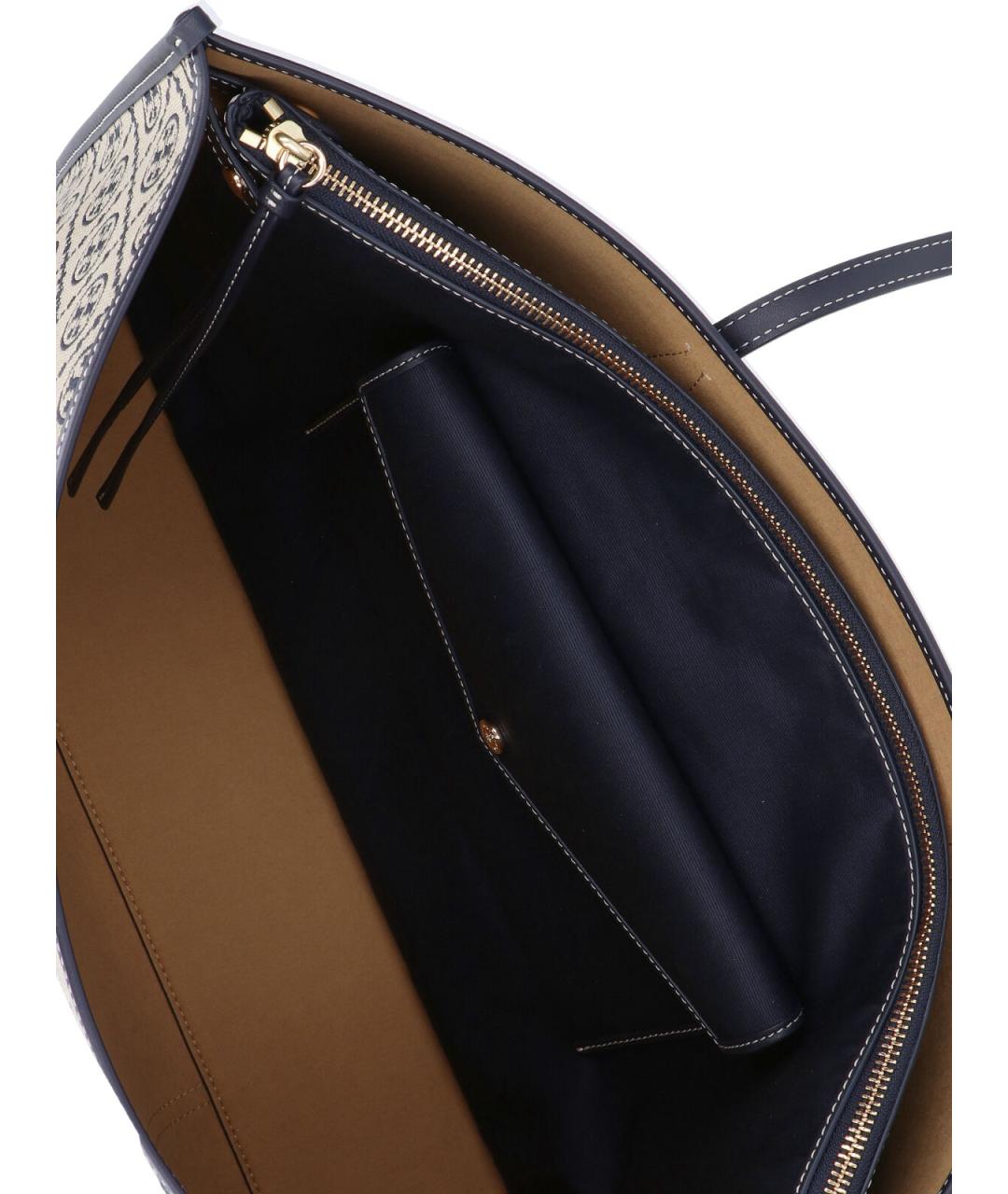 TORY BURCH Синяя синтетическая сумка тоут, фото 4