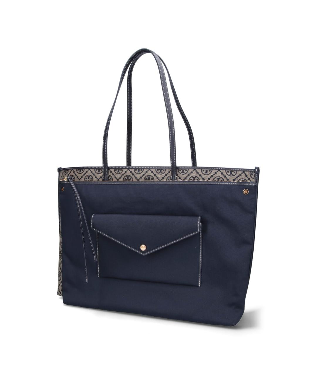 TORY BURCH Синяя синтетическая сумка тоут, фото 2