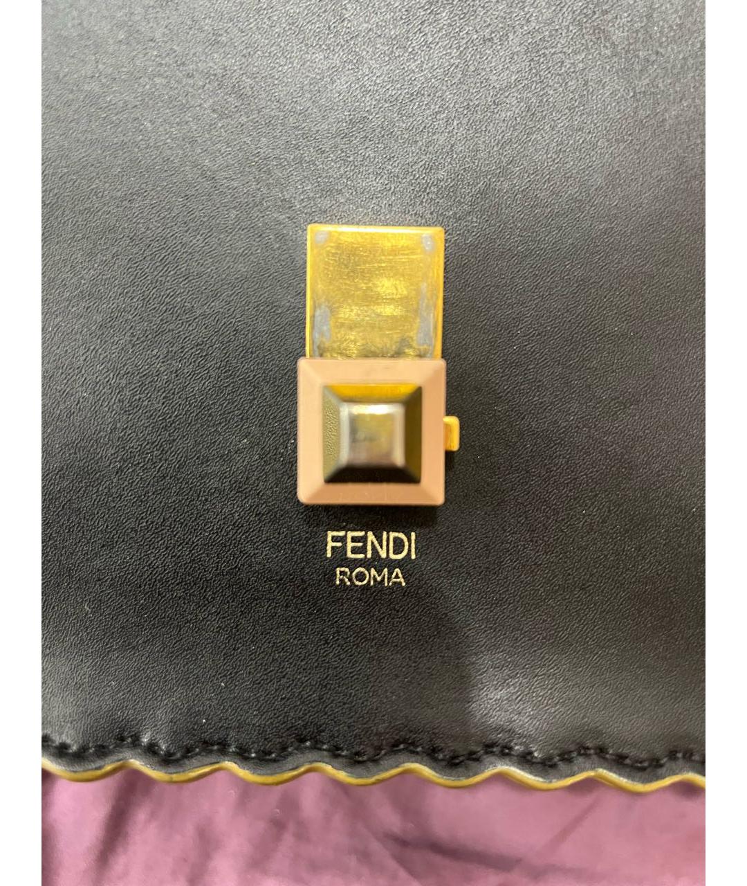 FENDI Черная кожаная сумка с короткими ручками, фото 5