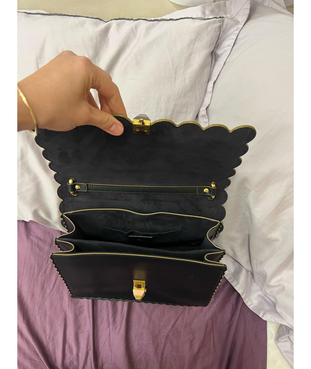 FENDI Черная кожаная сумка с короткими ручками, фото 4