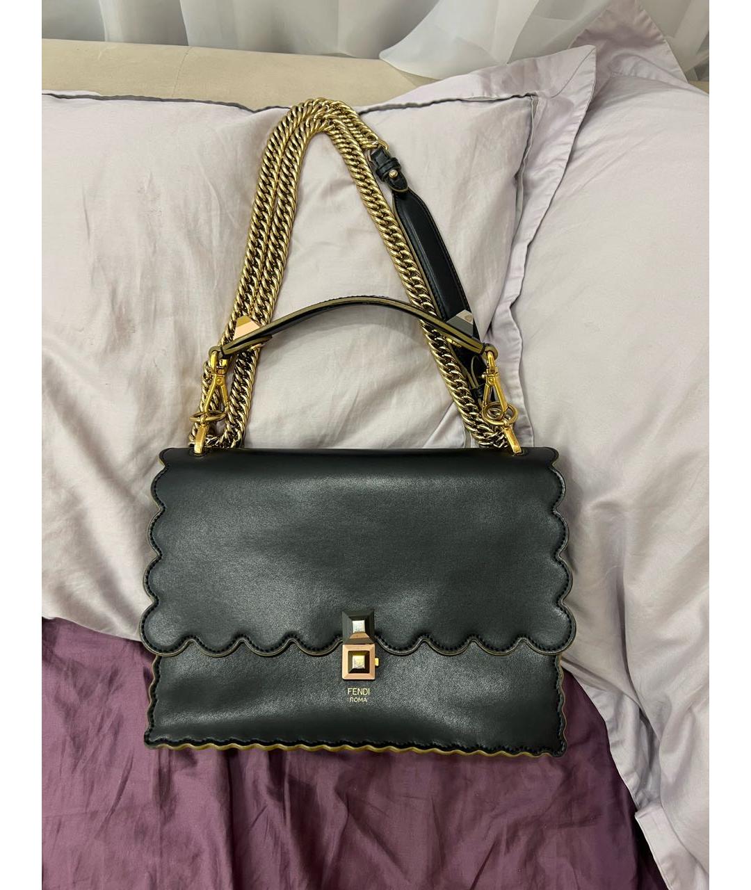 FENDI Черная кожаная сумка с короткими ручками, фото 6