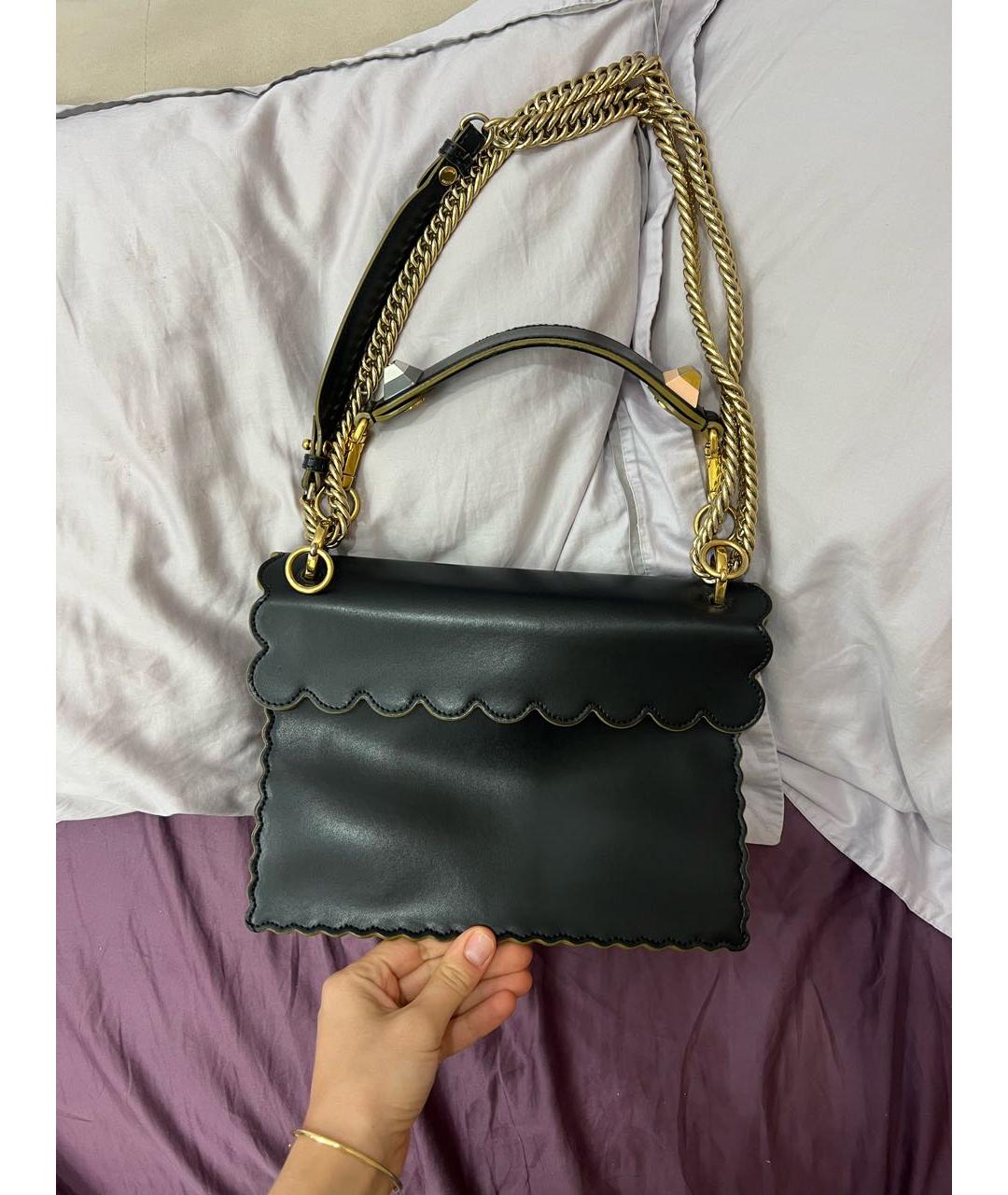 FENDI Черная кожаная сумка с короткими ручками, фото 3