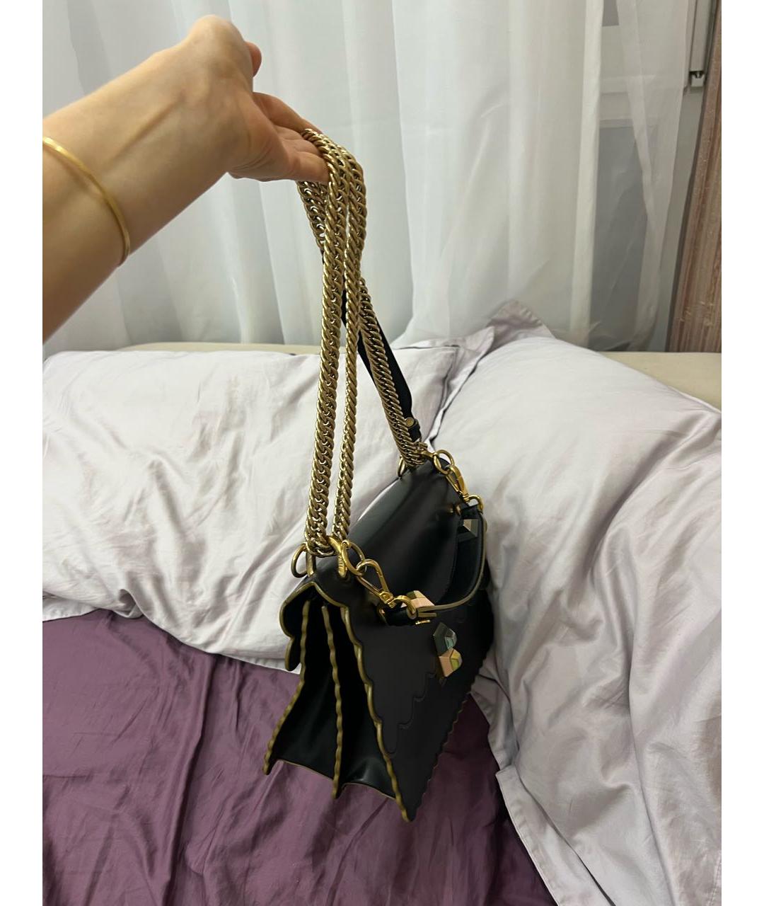 FENDI Черная кожаная сумка с короткими ручками, фото 2