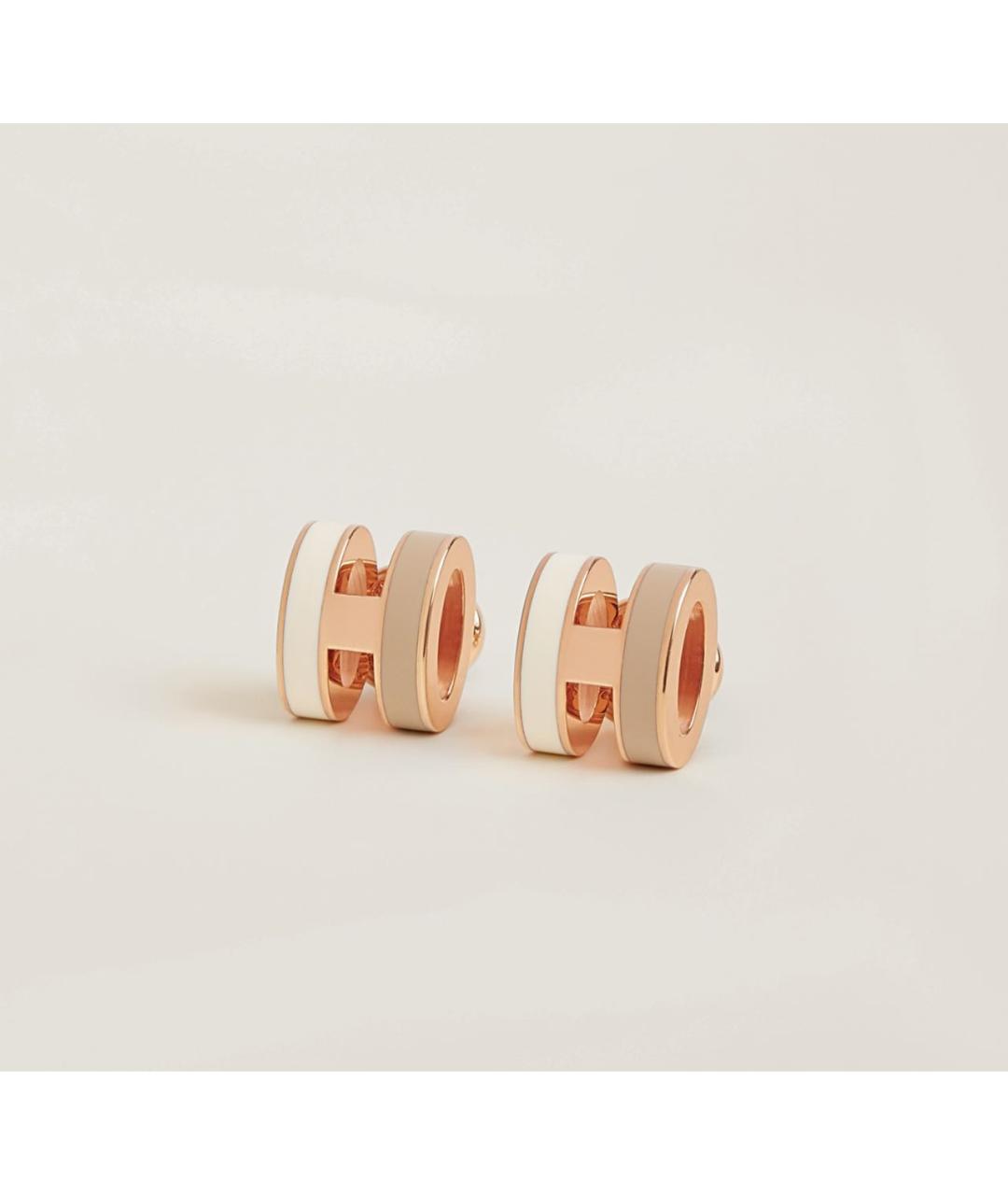 HERMES Бежевые металлические серьги, фото 3