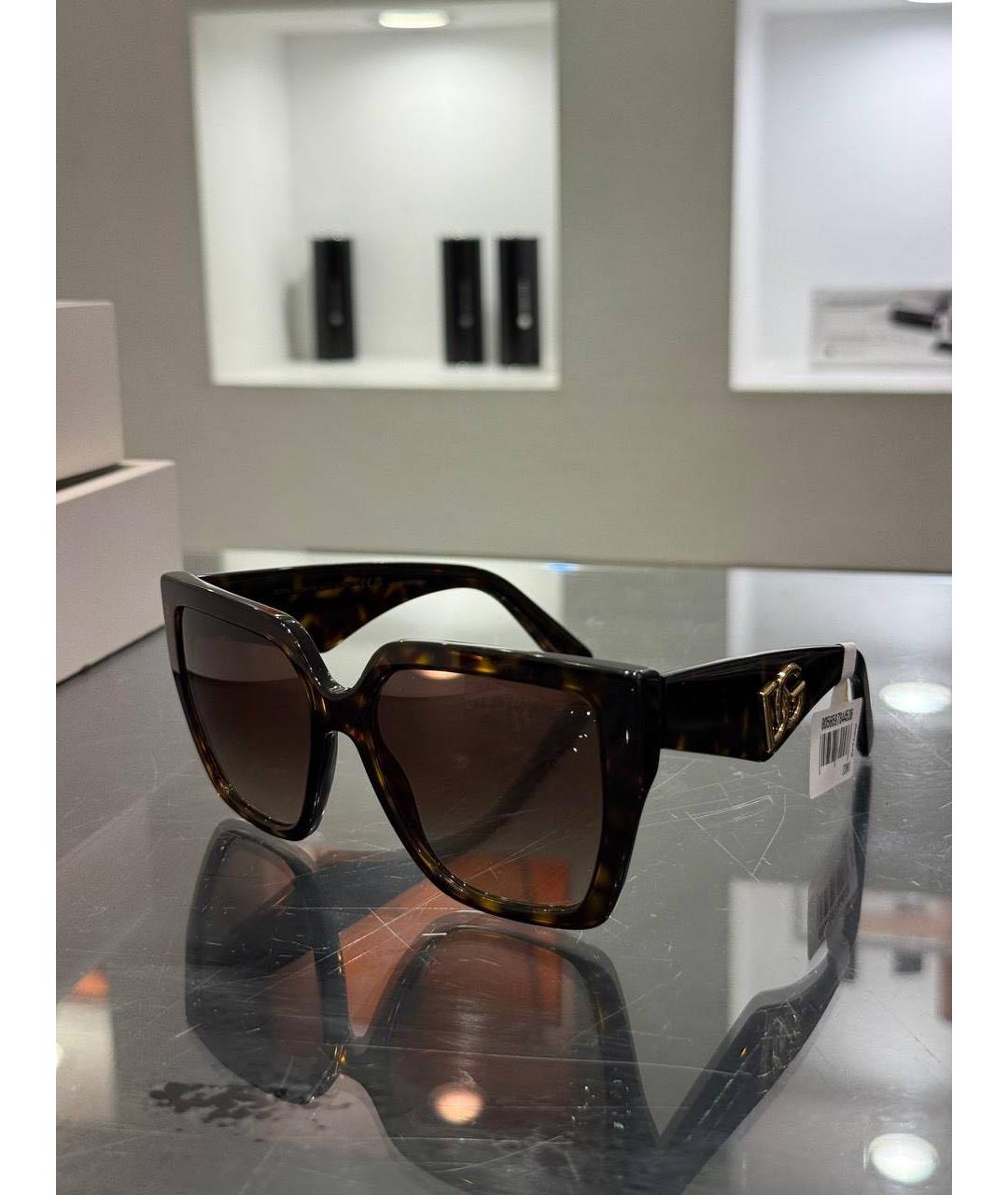 DOLCE&GABBANA Коричневые пластиковые солнцезащитные очки, фото 7