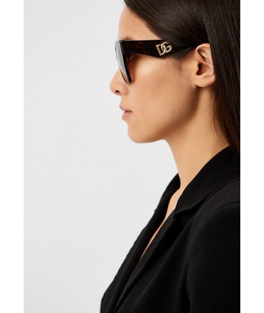 DOLCE&GABBANA Коричневые пластиковые солнцезащитные очки, фото 6