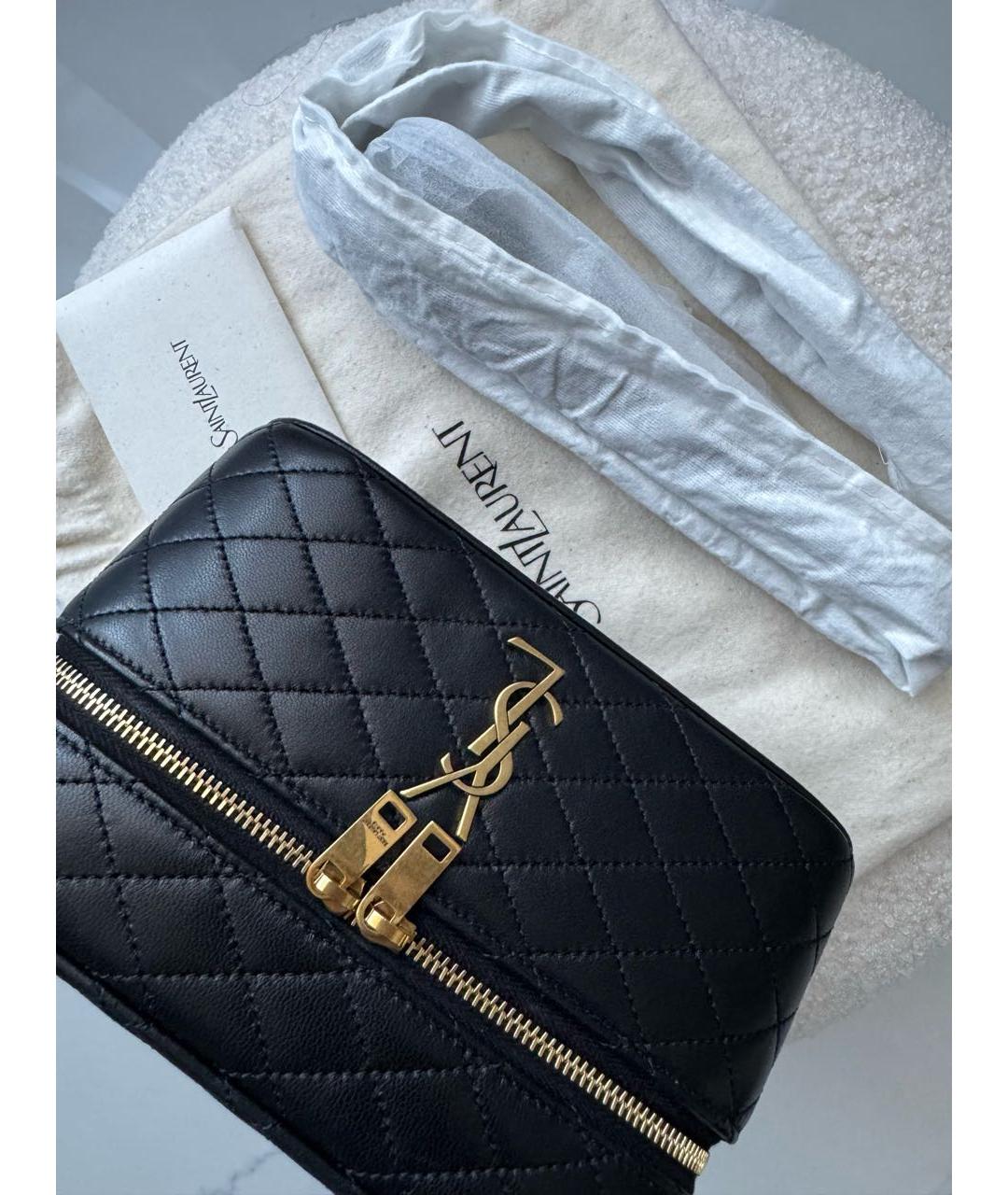 SAINT LAURENT Черная кожаная сумка через плечо, фото 5