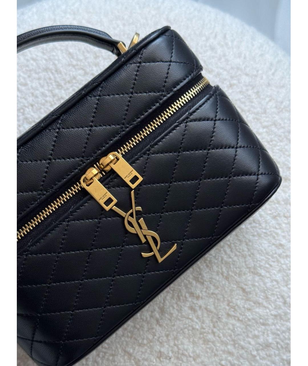 SAINT LAURENT Черная кожаная сумка через плечо, фото 2