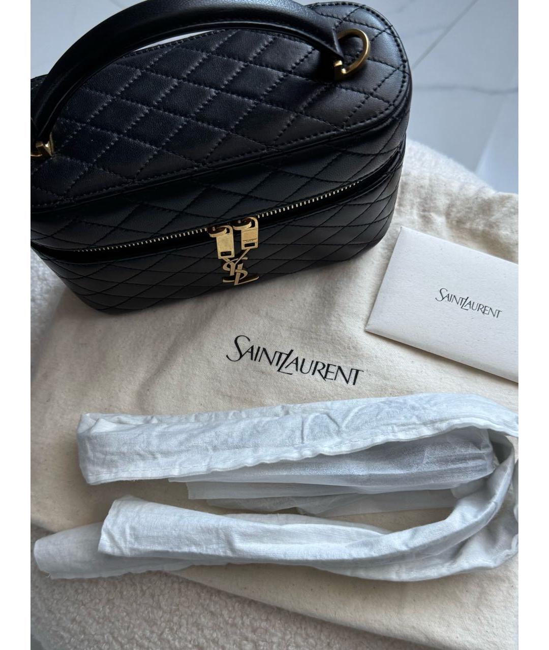 SAINT LAURENT Черная кожаная сумка через плечо, фото 3