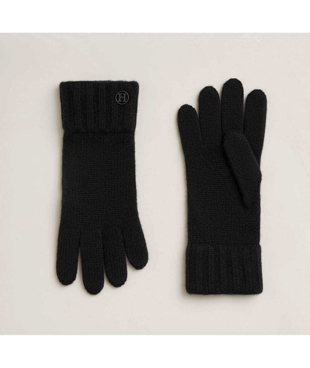 HERMES Черные кашемировые перчатки, фото 5