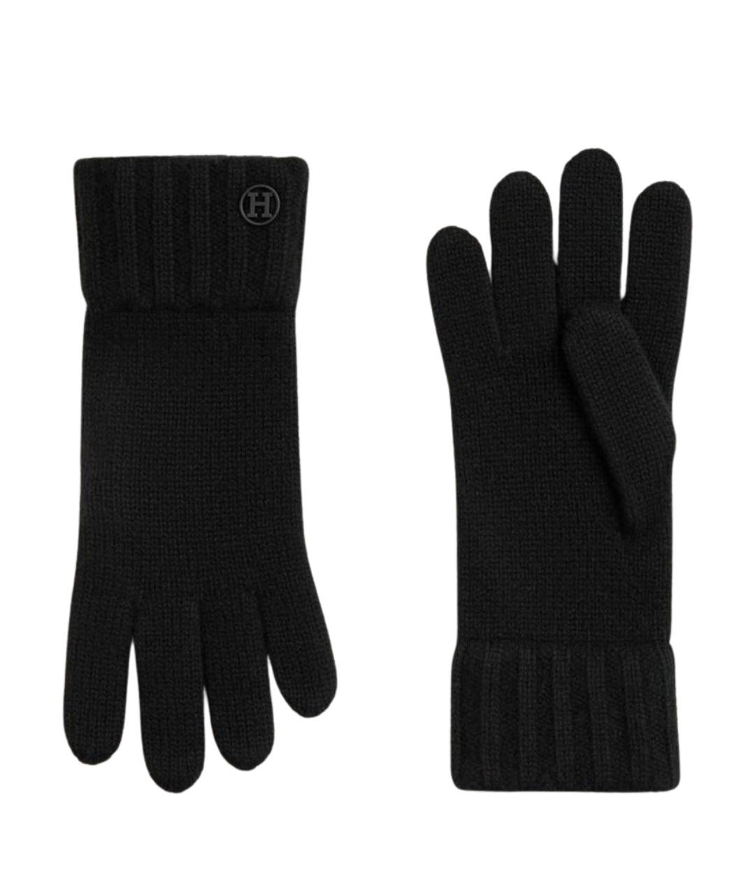HERMES Черные кашемировые перчатки, фото 1