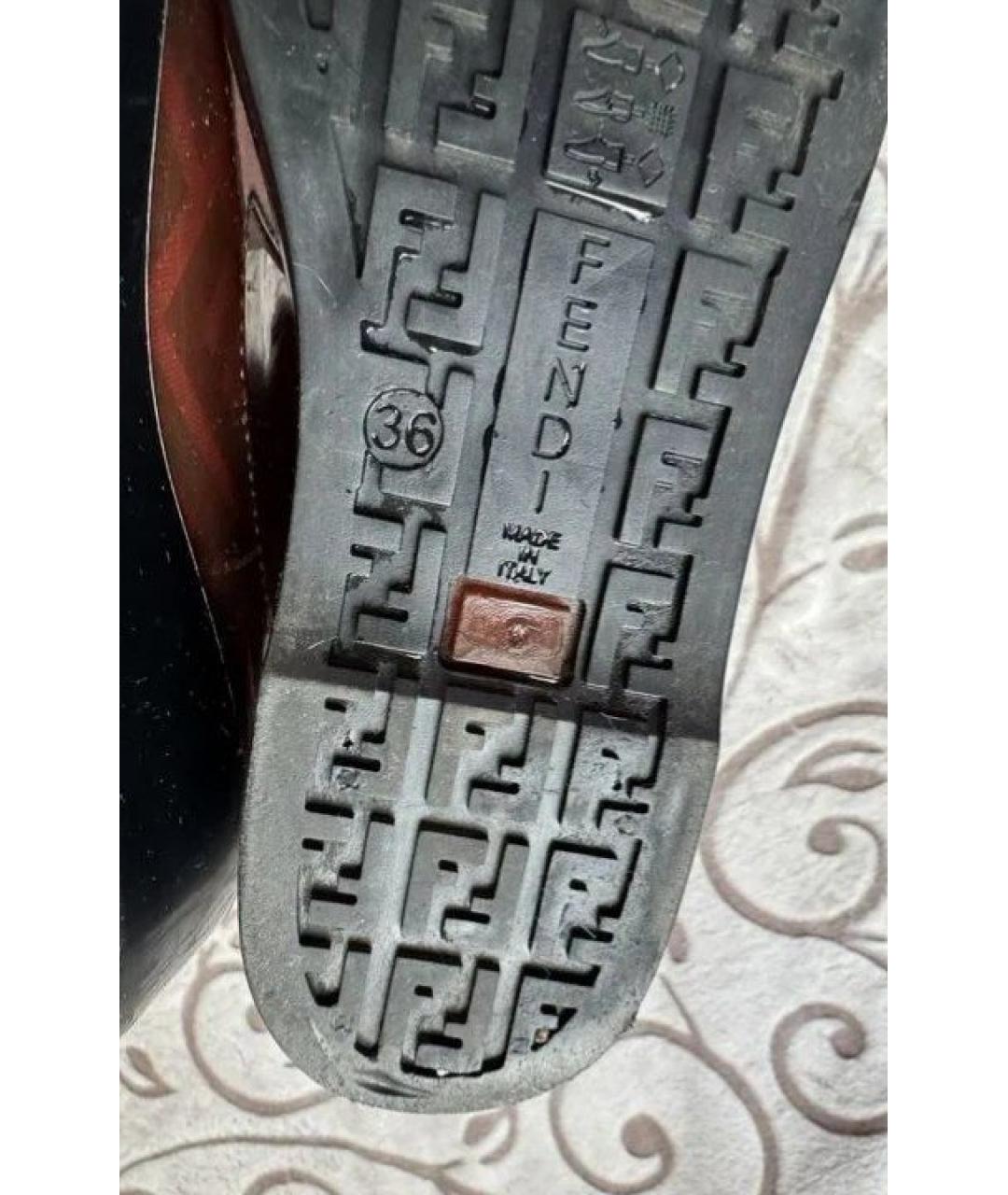 FENDI Бордовые резиновые ботфорты, фото 6