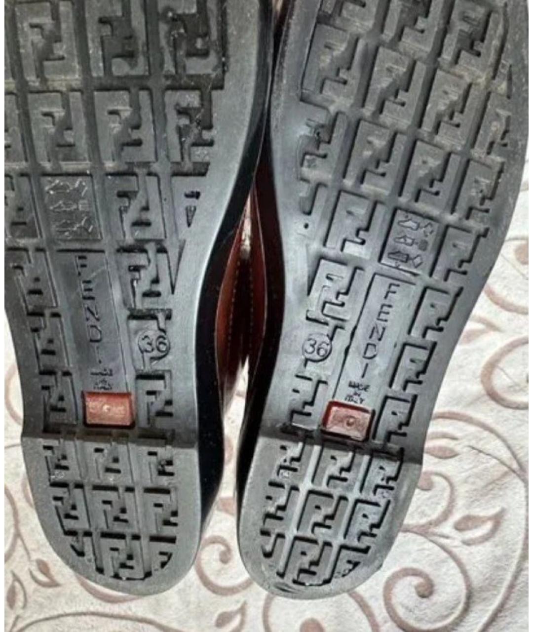 FENDI Бордовые резиновые ботфорты, фото 5