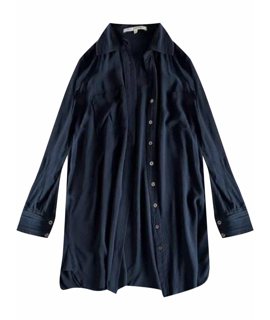 DIANE VON FURSTENBERG Темно-синяя шелковая блузы, фото 1