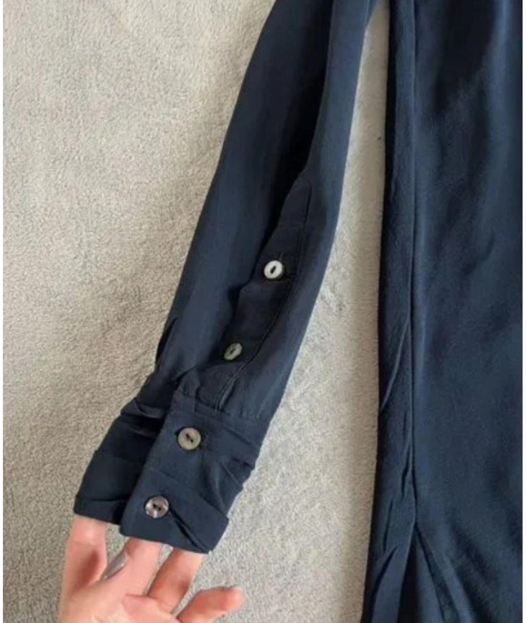 DIANE VON FURSTENBERG Темно-синяя шелковая блузы, фото 4