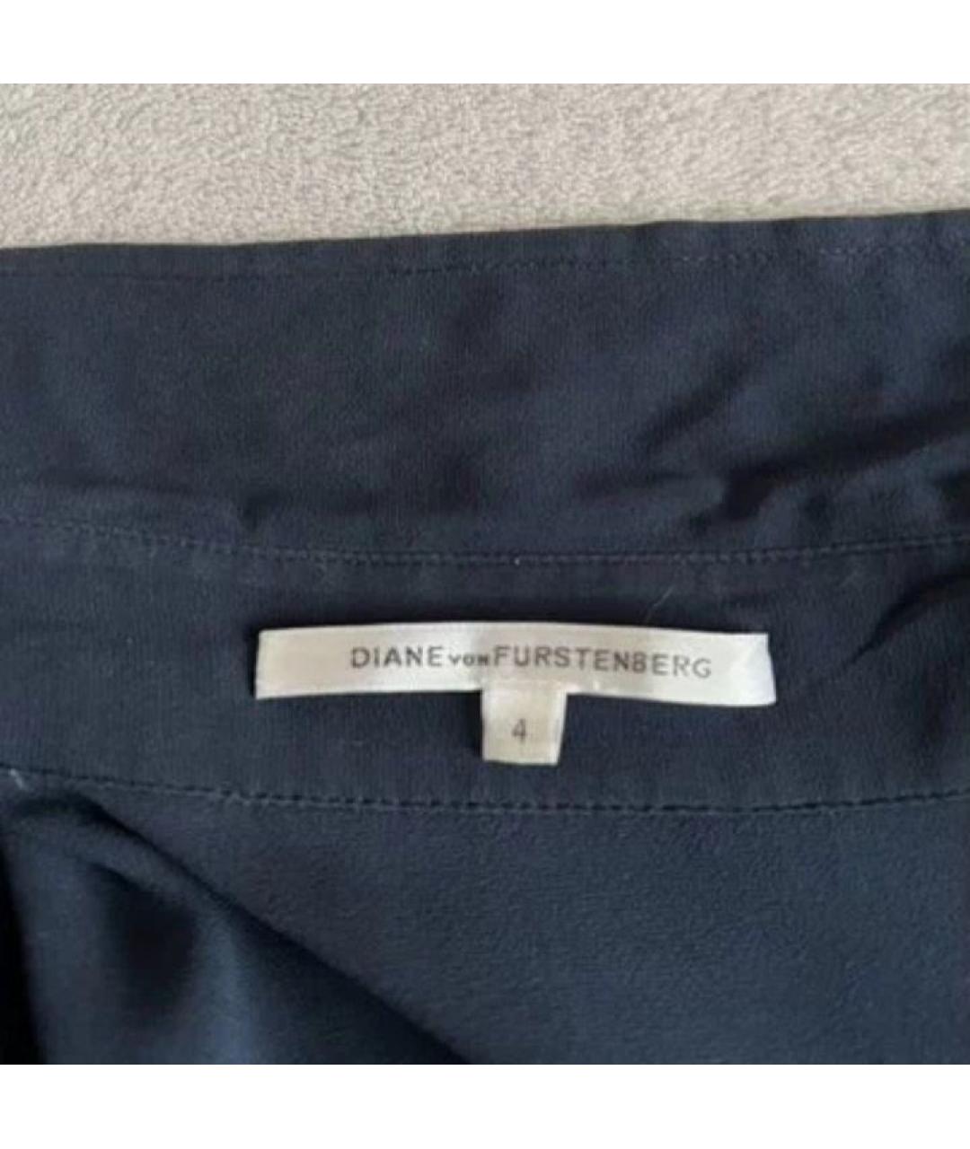 DIANE VON FURSTENBERG Темно-синяя шелковая блузы, фото 5