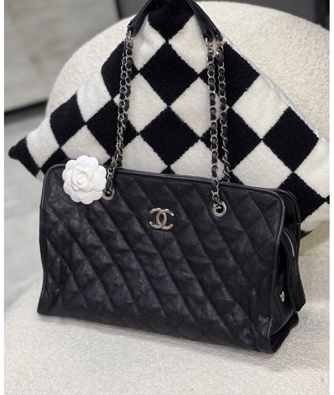 CHANEL Черная кожаная сумка через плечо, фото 6