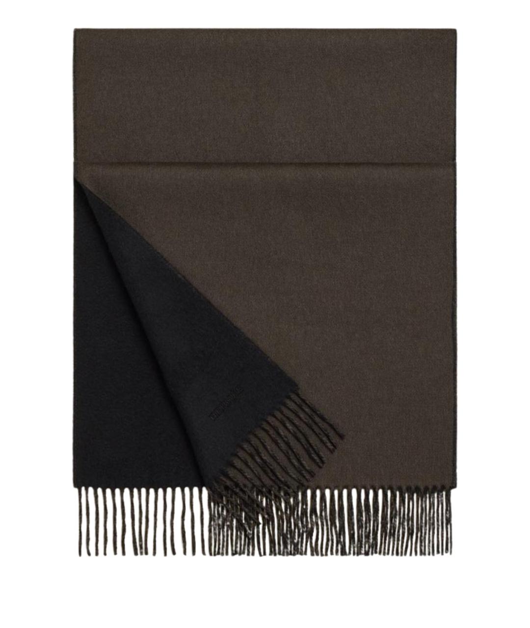 HERMES Коричневый кашемировый шарф, фото 1