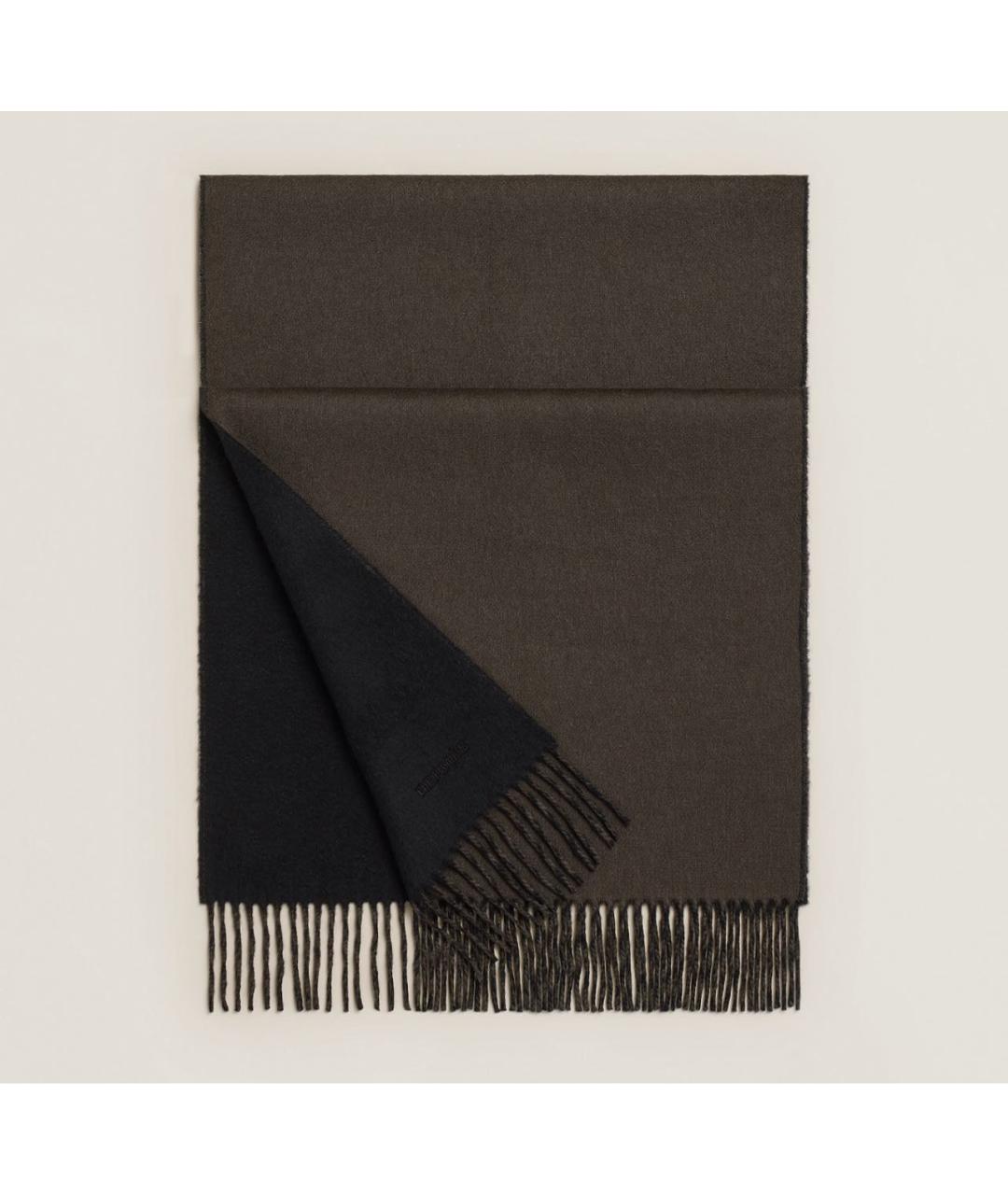 HERMES Коричневый кашемировый шарф, фото 4