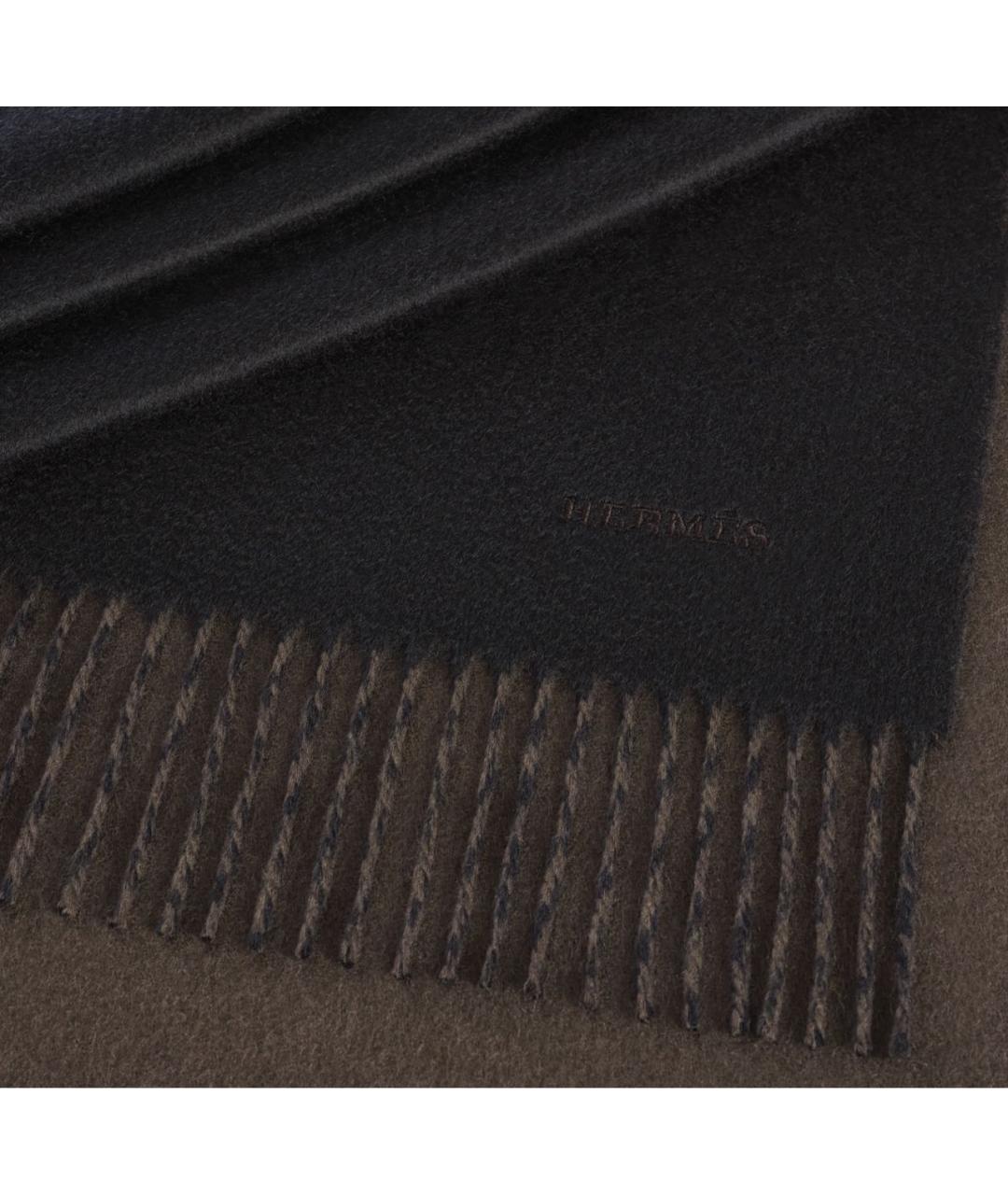 HERMES Коричневый кашемировый шарф, фото 2