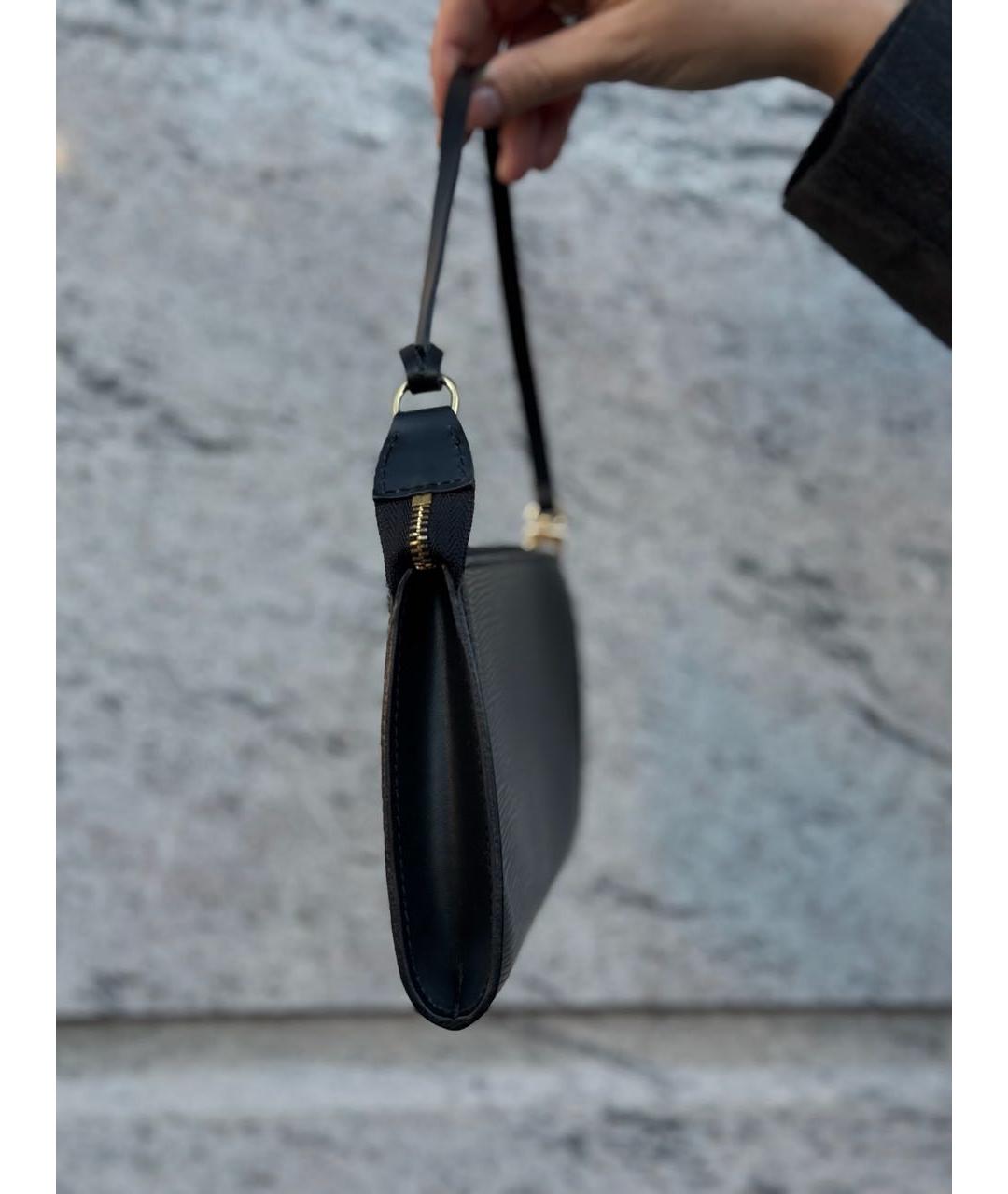 LOUIS VUITTON Черная кожаная сумка с короткими ручками, фото 5