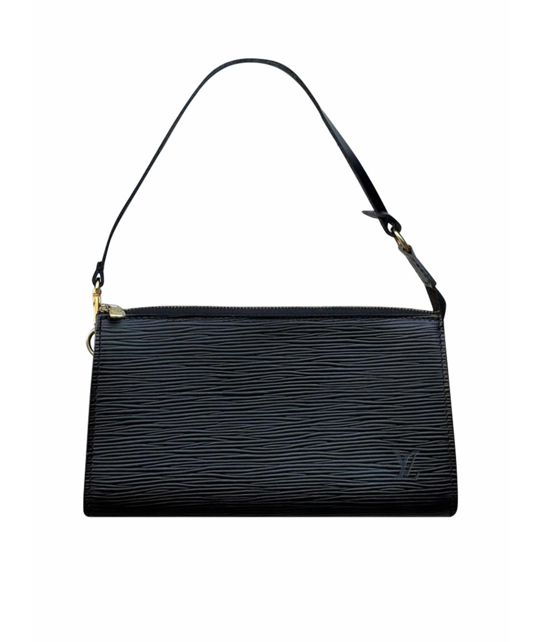 LOUIS VUITTON Черная кожаная сумка с короткими ручками, фото 1